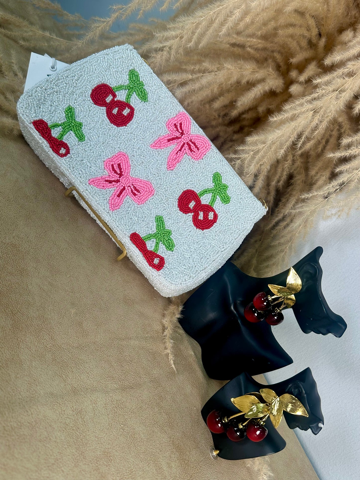 Cherry Pop Beaded Clutch