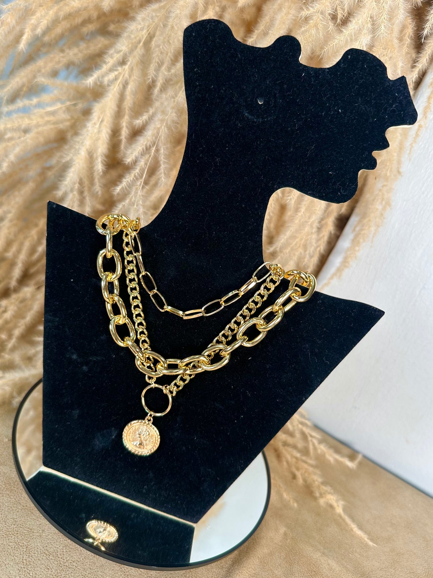 Vintage Coin Portrait Chain Set